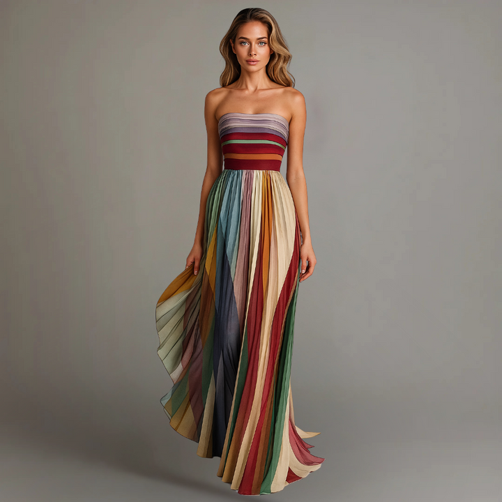 Indie | Women’s Pleated Striped Maxi Dress