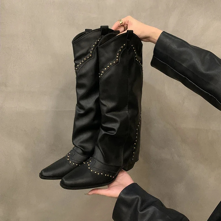 Gloria | Women’s Studded Tall Shaft Cowboy Boots