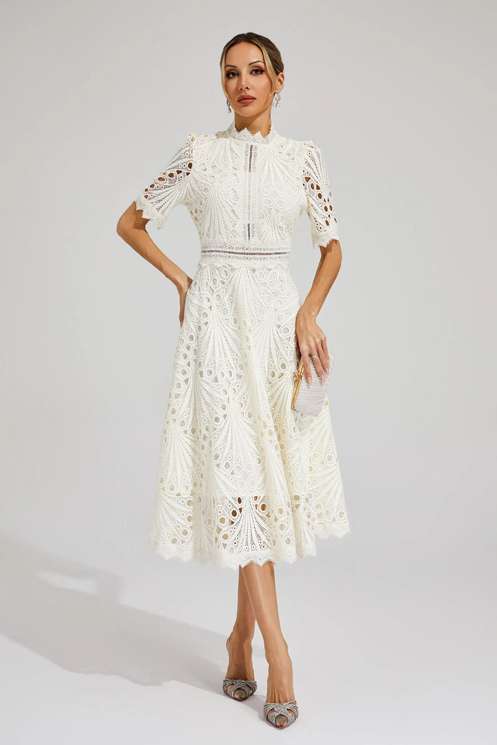 Lauren | Women's Elegant Lace Design Midi Dress