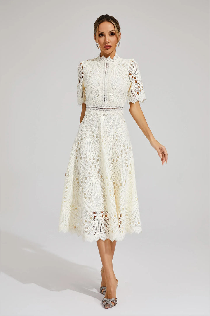 Lauren | Women's Elegant Lace Design Midi Dress