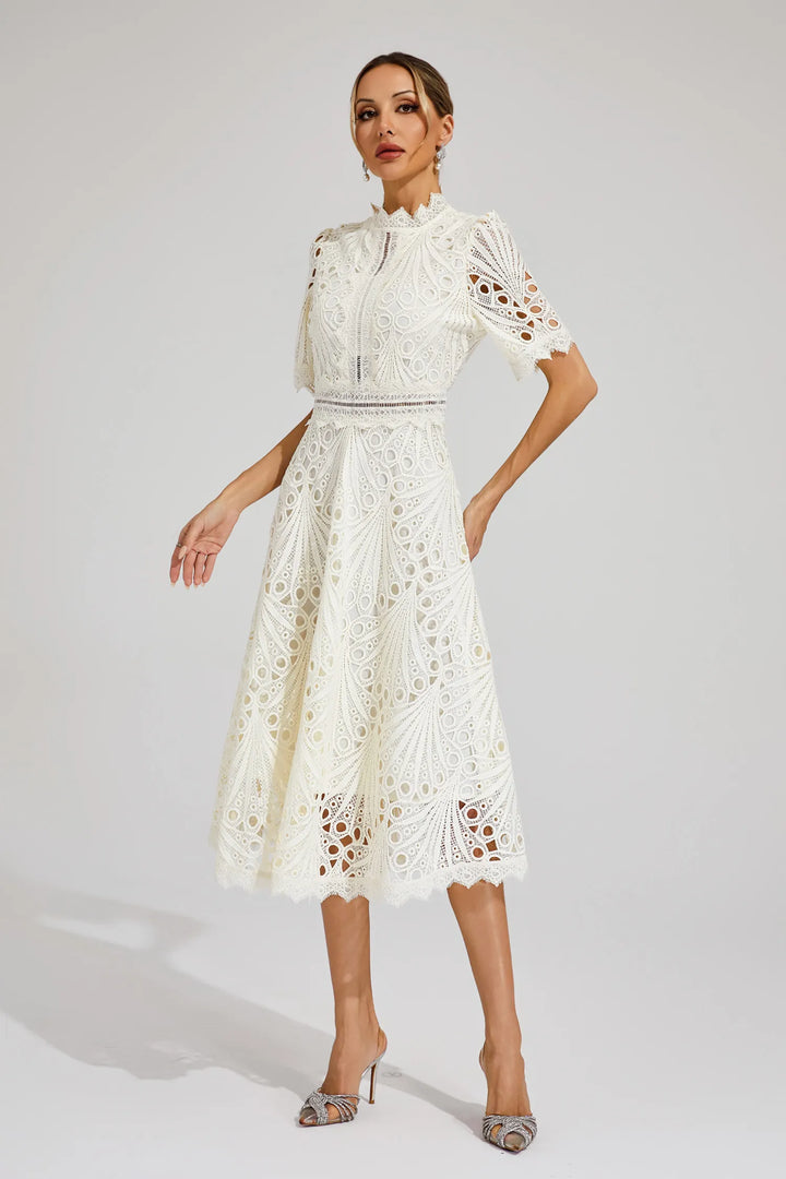 Lauren | Women's Elegant Lace Design Midi Dress