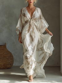 Avalon | Women's Palm Print Chiffon Maxi Dress