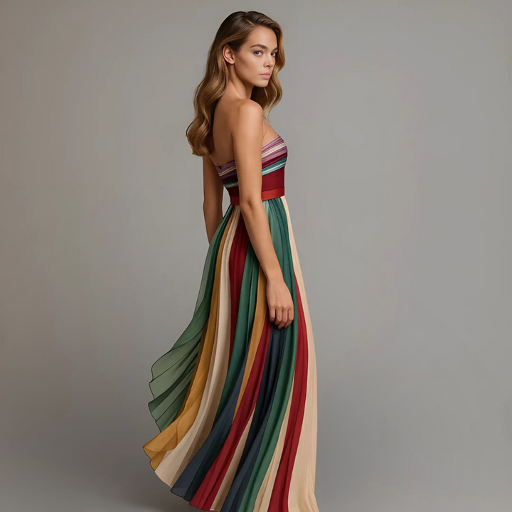 Indie | Women’s Pleated Striped Maxi Dress
