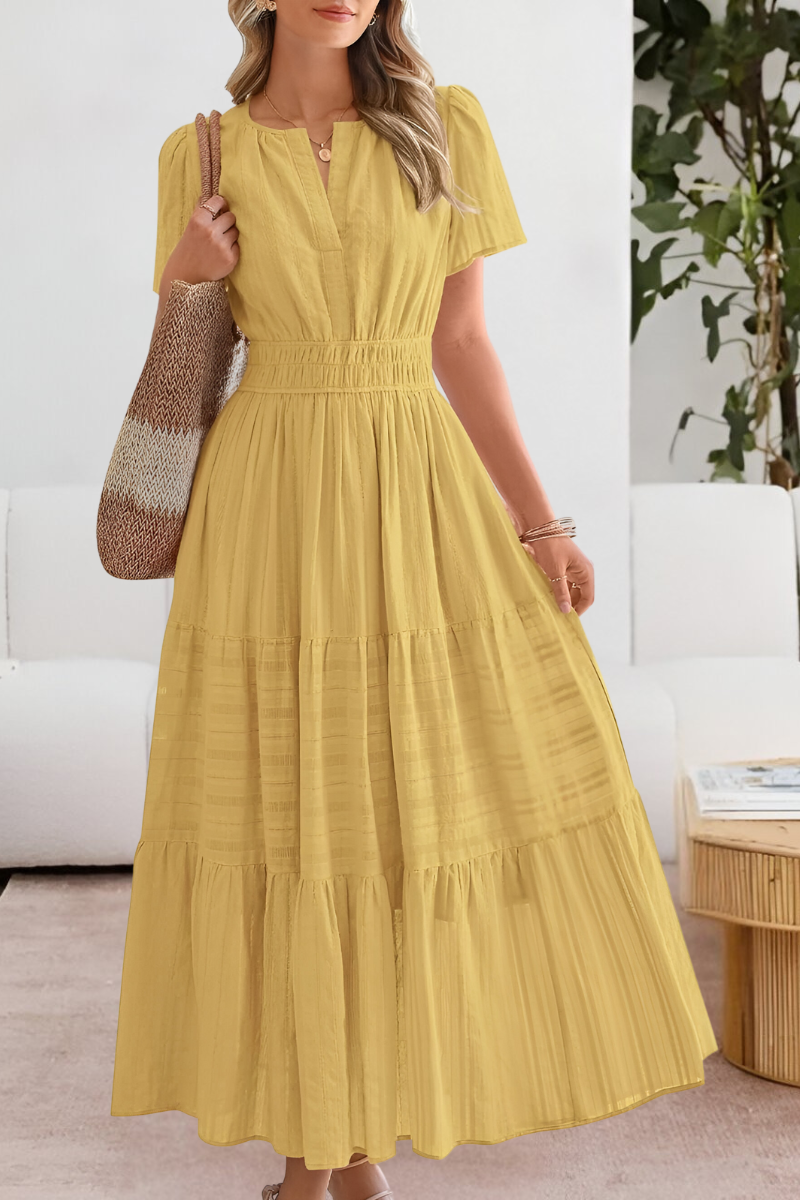 Jocelyn | Women's Boho Crew-Neck Beach Midi Dress