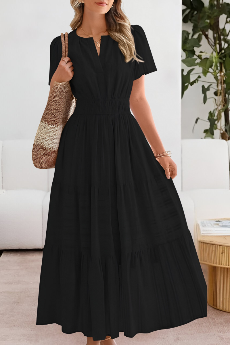 Jocelyn | Women's Boho Crew-Neck Beach Midi Dress