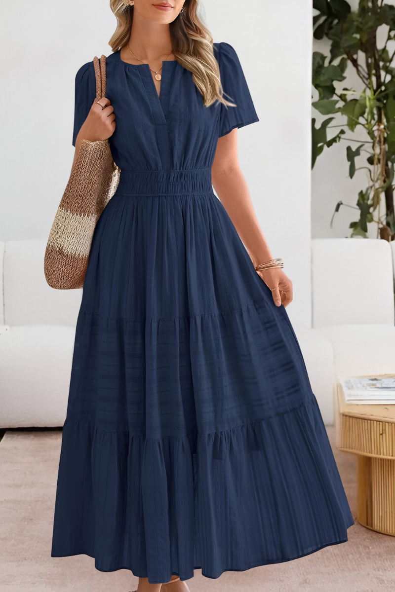 Jocelyn | Women's Boho Crew-Neck Beach Midi Dress