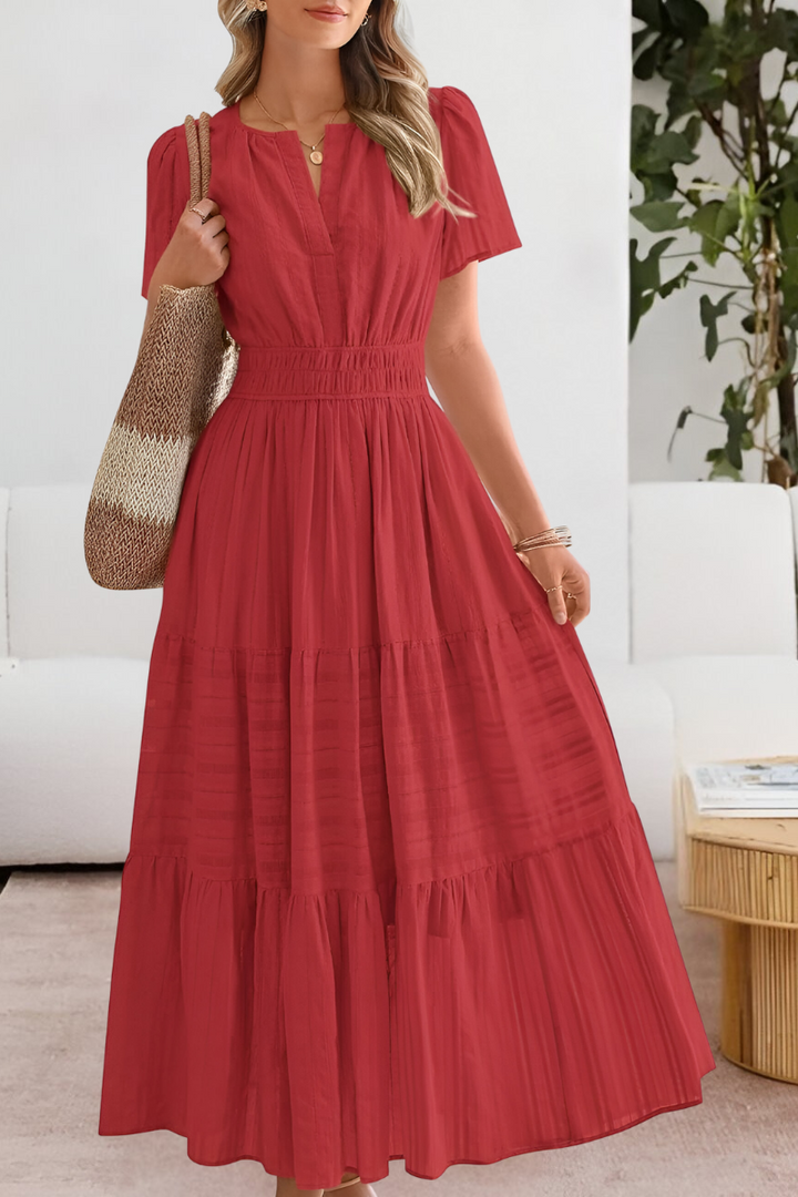 Jocelyn | Women's Boho Crew-Neck Beach Midi Dress