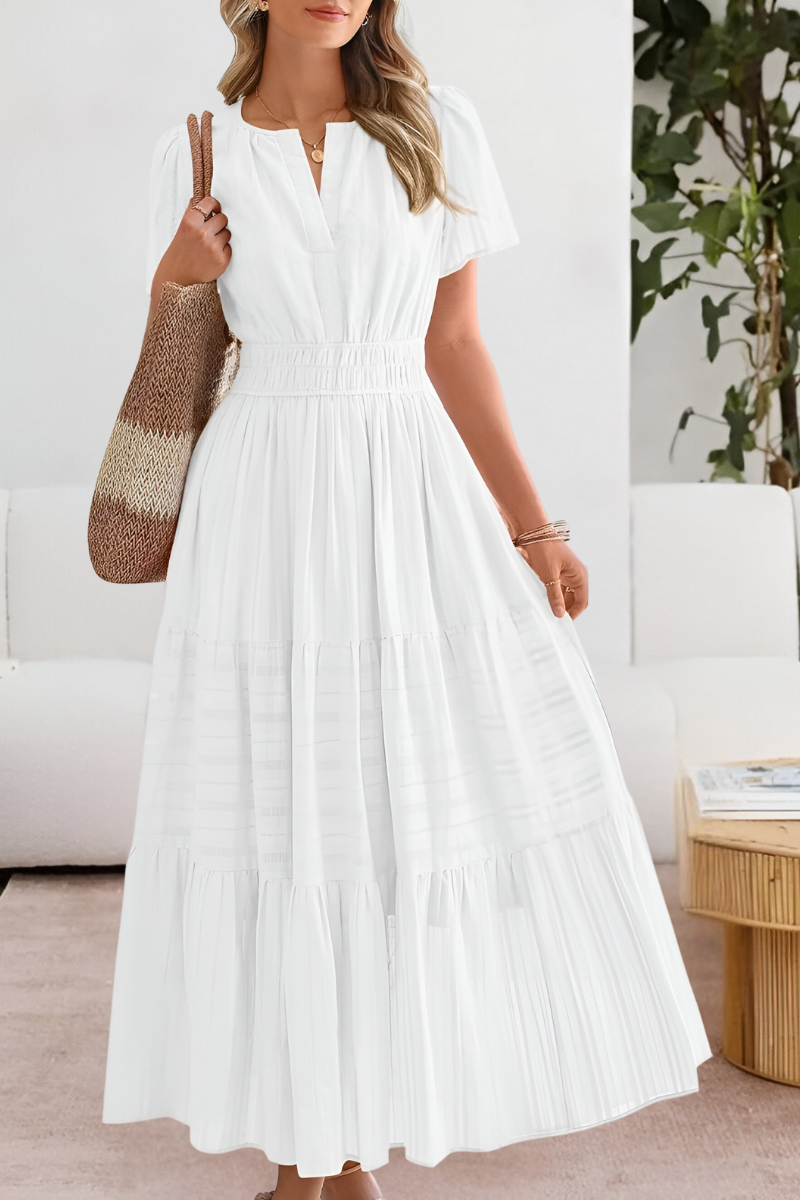 Jocelyn | Women's Boho Crew-Neck Beach Midi Dress