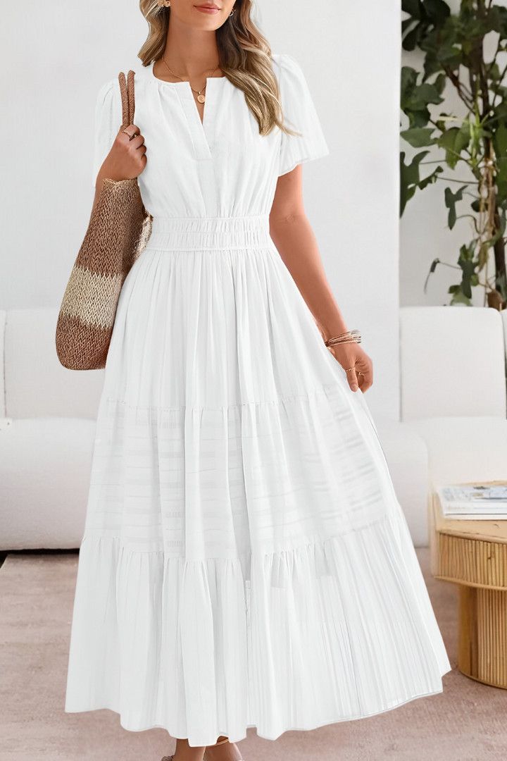 Jocelyn | Women's Boho Crew-Neck Beach Midi Dress