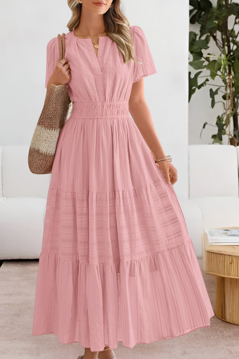 Jocelyn | Women's Boho Crew-Neck Beach Midi Dress