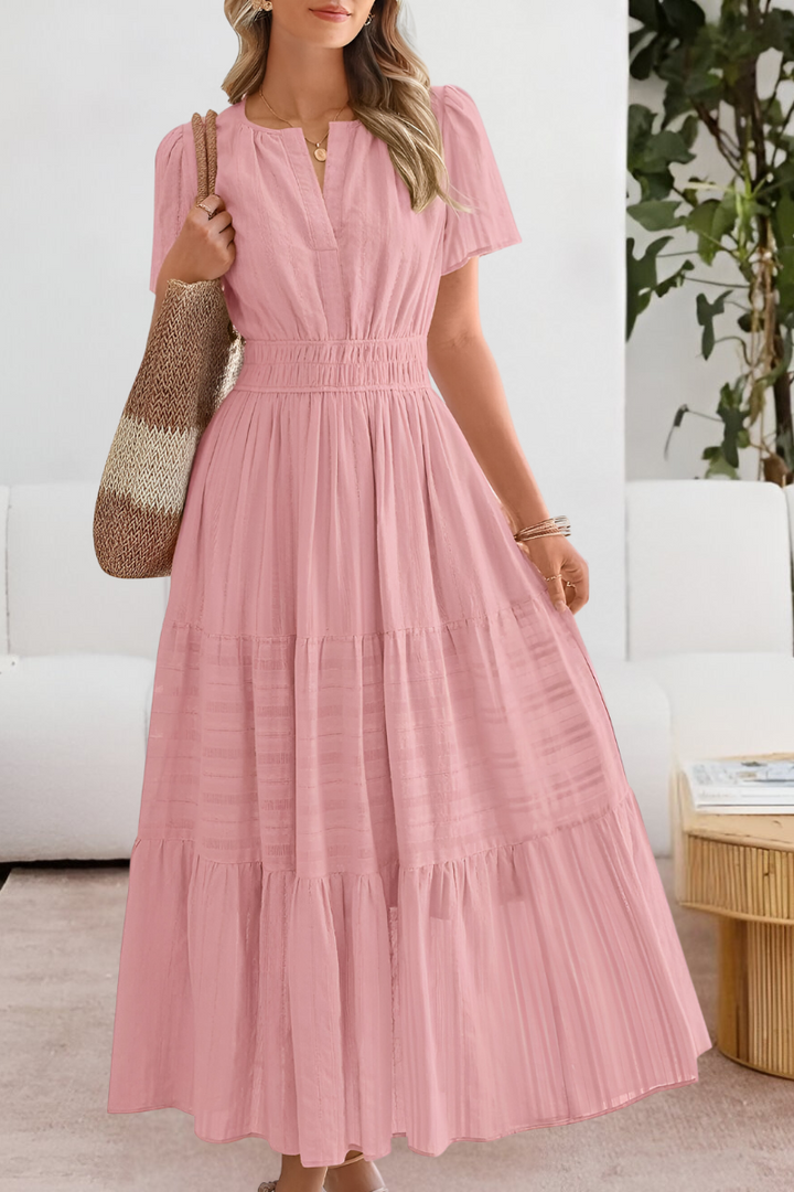 Jocelyn | Women's Boho Crew-Neck Beach Midi Dress