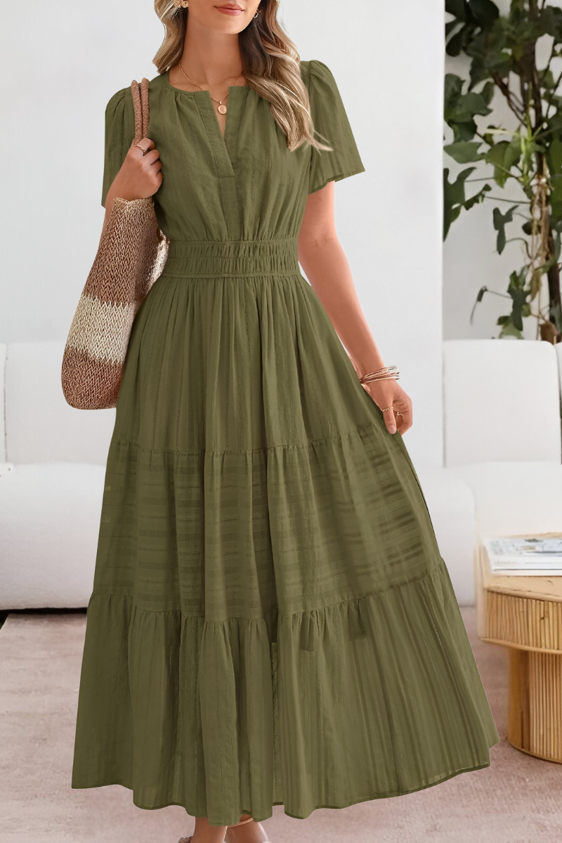 Jocelyn | Women's Boho Crew-Neck Beach Midi Dress