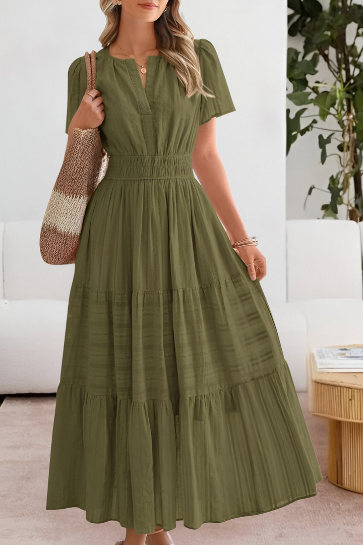 Jocelyn | Women's Boho Crew-Neck Beach Midi Dress