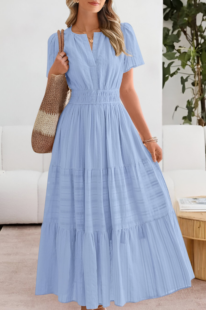Jocelyn | Women's Boho Crew-Neck Beach Midi Dress