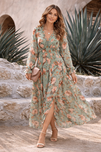 Nova | Women's Printed Maxi Dress With Longsleeves