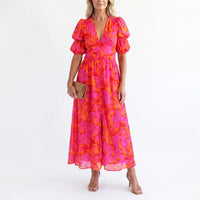 Anny | Women's Summer Elegant Puff Sleeve Floral Dress