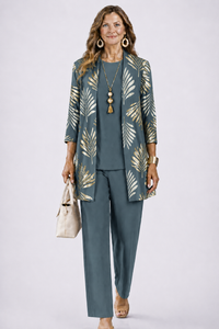 Iris | Women's Elegant 3-Piece Cardigan Printed Set
