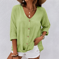 Elena | Women's Summer Relaxed Button-Up Blouse
