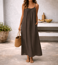 Maia | Women's Relaxed Fit Maxi Beach Dress With Tummy Coverage