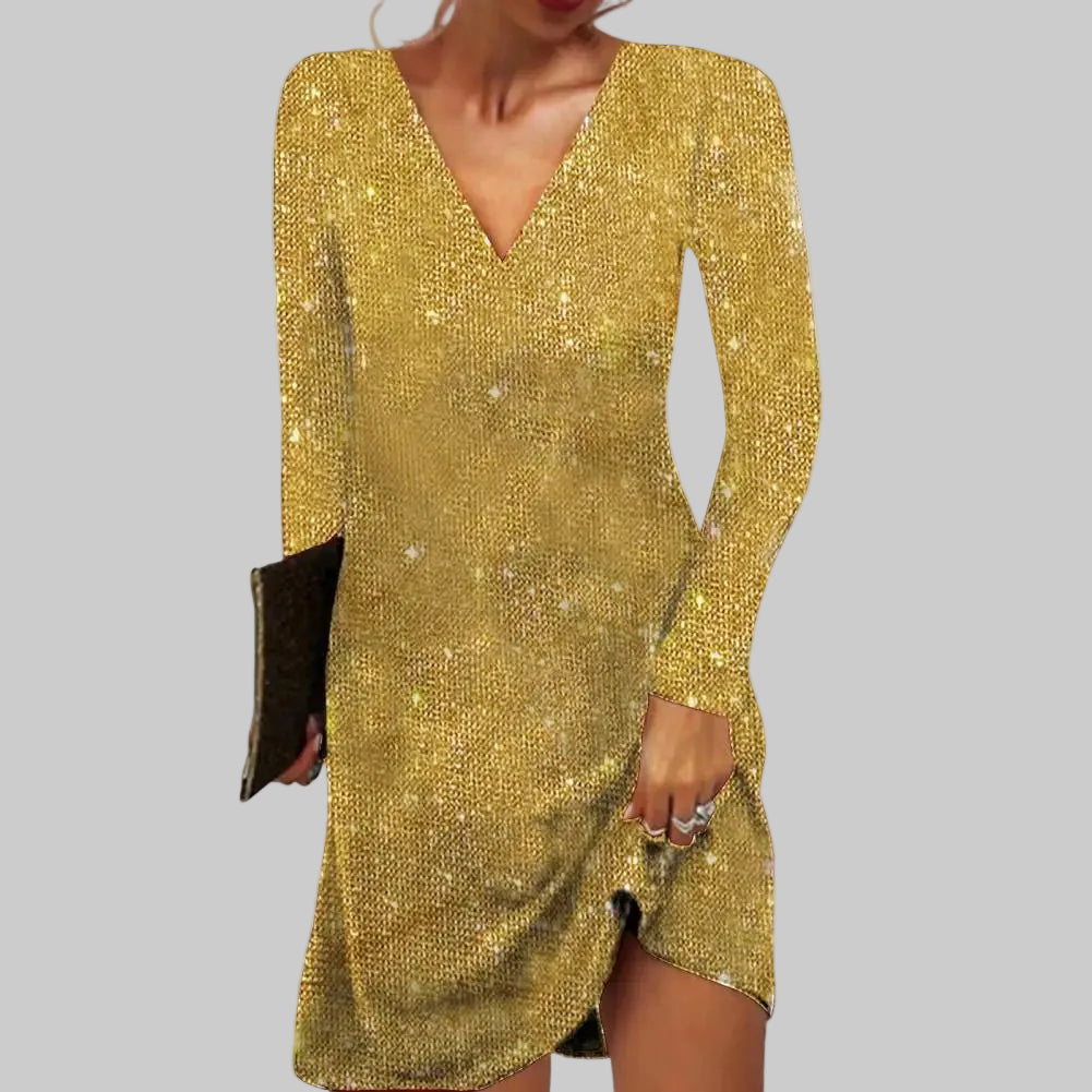 Oaklyn | Women's Glitter V-Neck Midi Dress