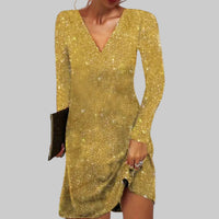 Oaklyn | Women's Glitter V-Neck Midi Dress