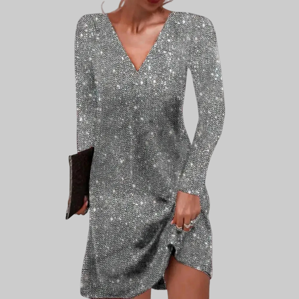 Oaklyn | Women's Glitter V-Neck Midi Dress