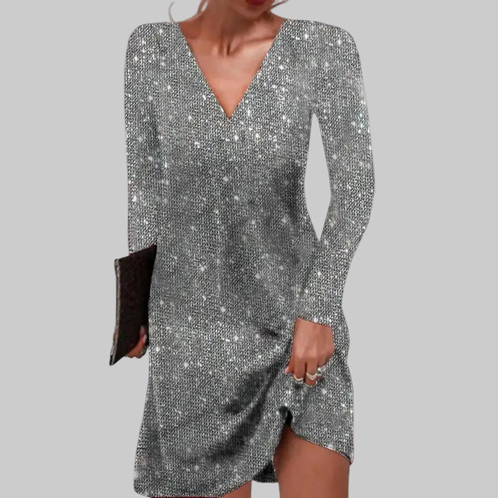 Oaklyn | Women's Glitter V-Neck Midi Dress