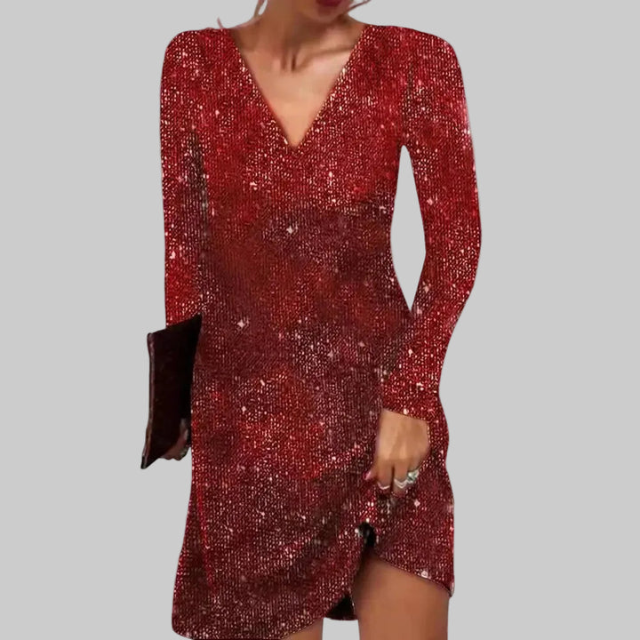 Oaklyn | Women's Glitter V-Neck Midi Dress