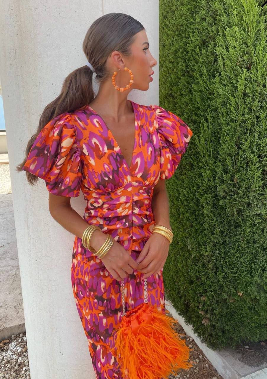 Vivian | Women’s Printed Puff Sleeves Summer Dress
