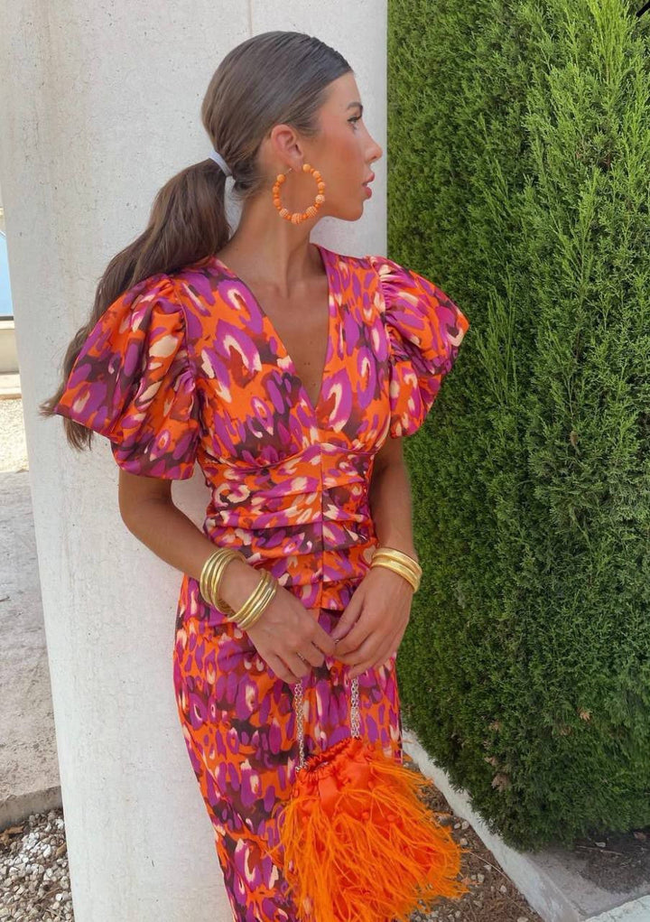 Vivian | Women’s Printed Puff Sleeves Summer Dress