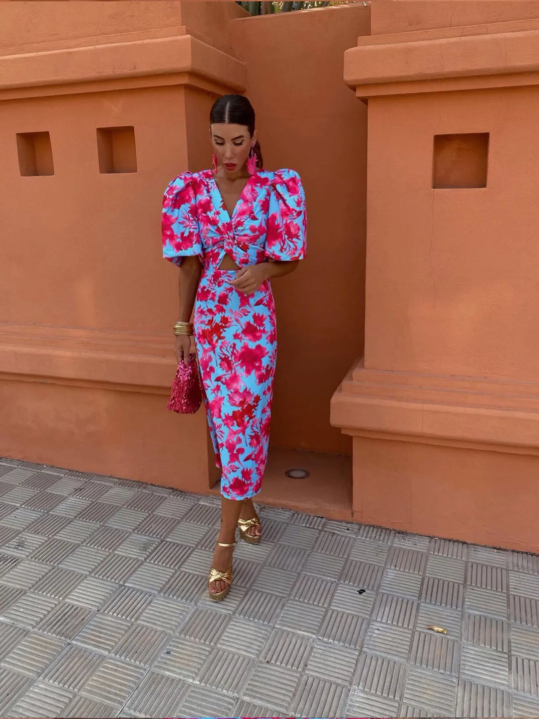 Vivian | Women’s Printed Puff Sleeves Summer Dress