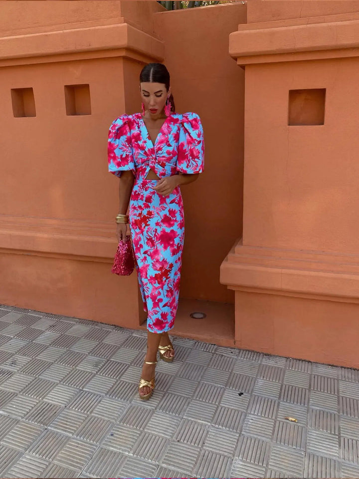 Vivian | Women’s Printed Puff Sleeves Summer Dress