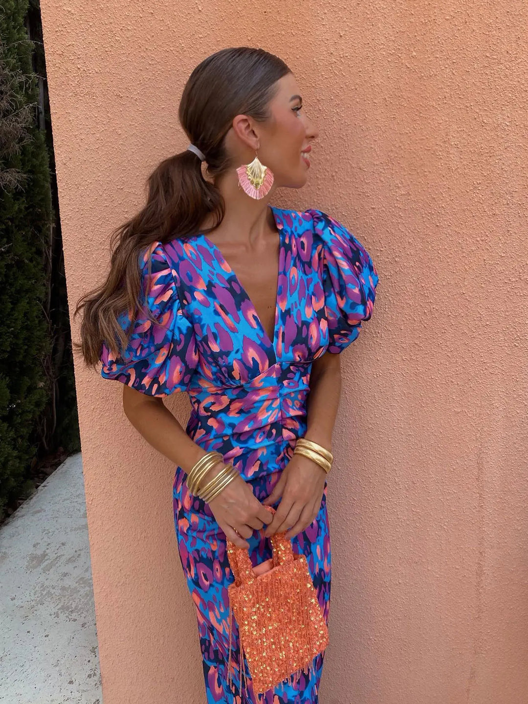 Vivian | Women’s Printed Puff Sleeves Summer Dress