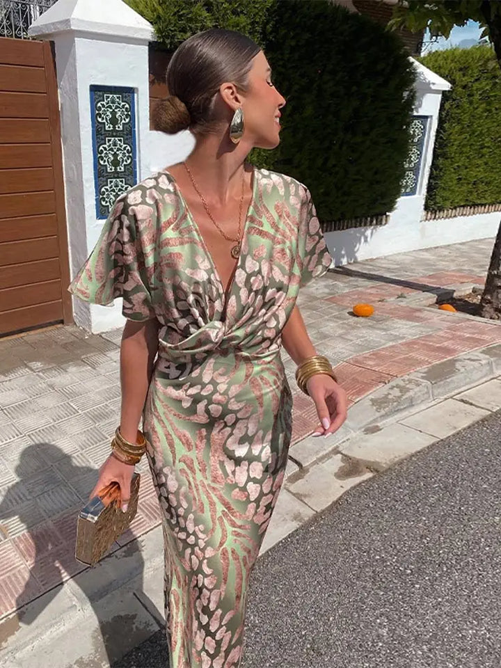 Neele | Women's Summer Floral Wrap Midi Dress