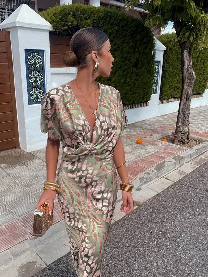 Neele | Women's Summer Floral Wrap Midi Dress