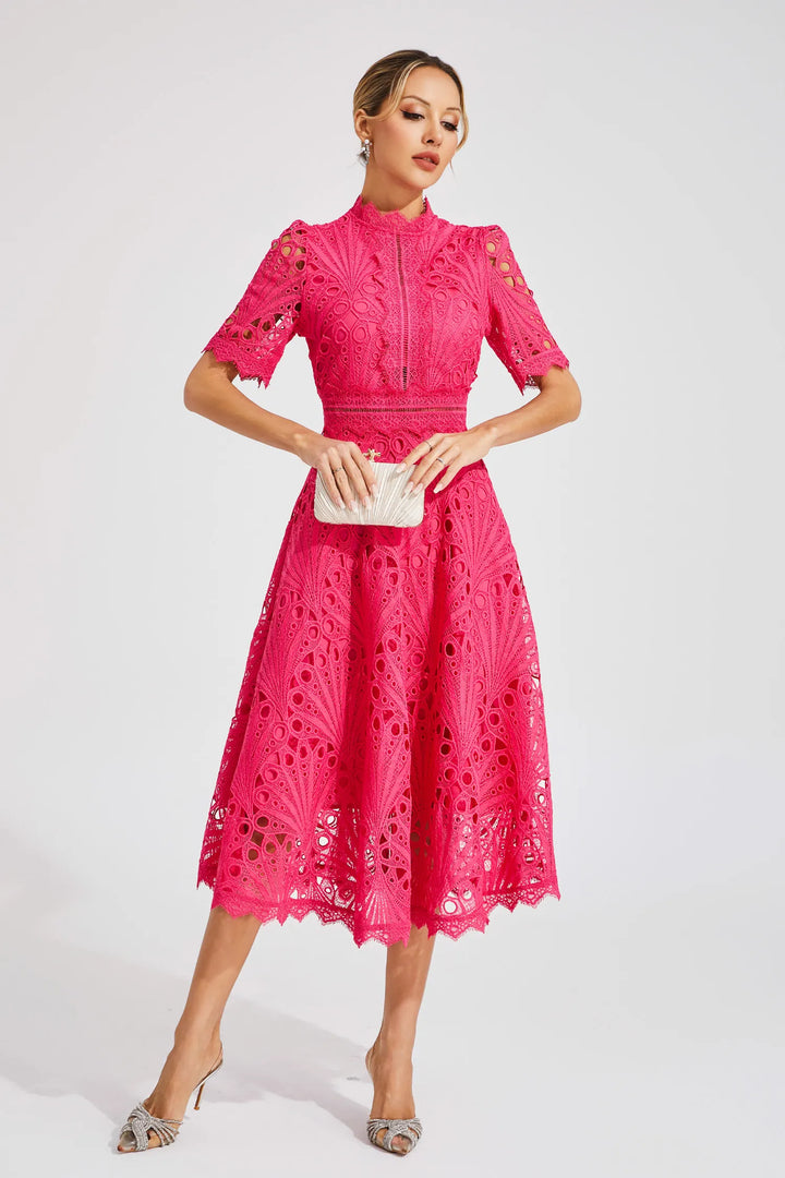 Lauren | Women's Elegant Lace Design Midi Dress