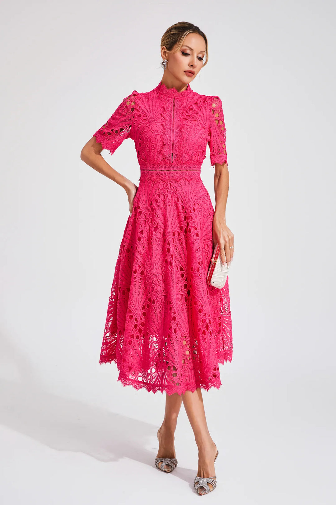 Lauren | Women's Elegant Lace Design Midi Dress