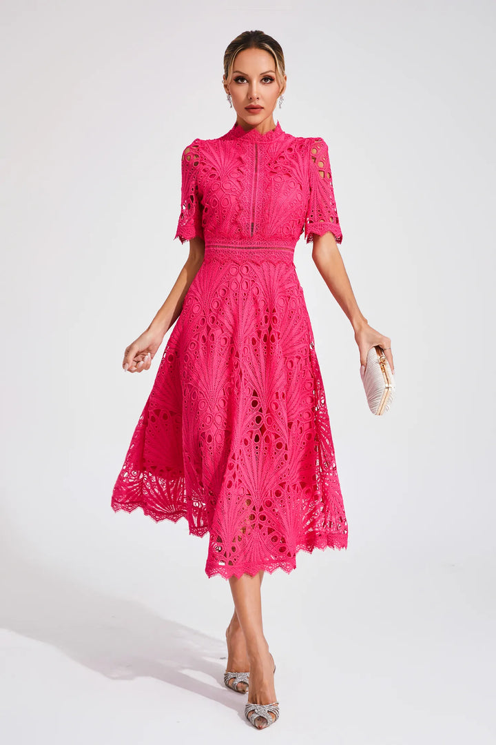 Lauren | Women's Elegant Lace Design Midi Dress