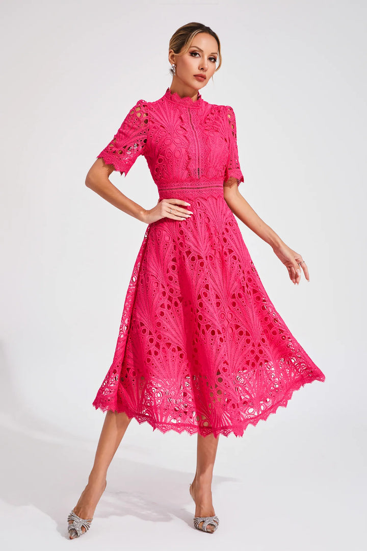 Lauren | Women's Elegant Lace Design Midi Dress