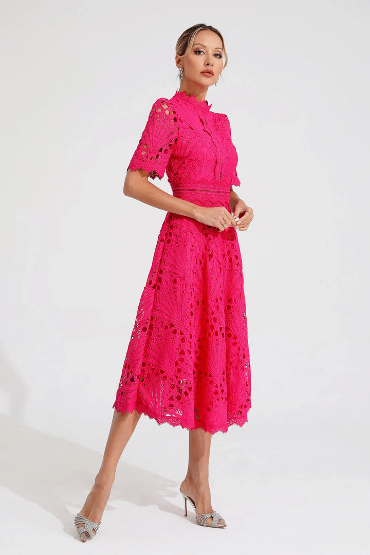 Lauren | Women's Elegant Lace Design Midi Dress