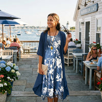 Lydia | Women's Printed Boho Midi Dress With Cardigan Set