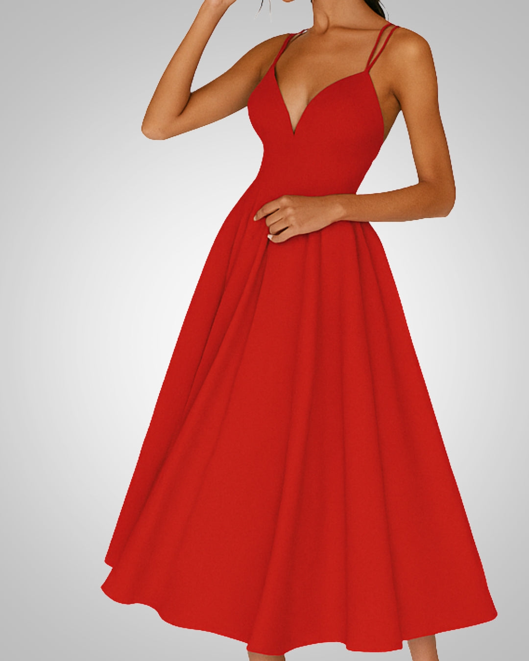 Tessa | Women’s Deep V-Neck Wedding Guest Midi Dress