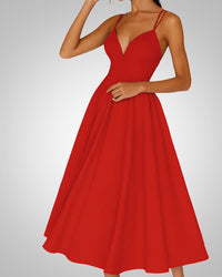 Tessa | Women’s Deep V-Neck Wedding Guest Midi Dress
