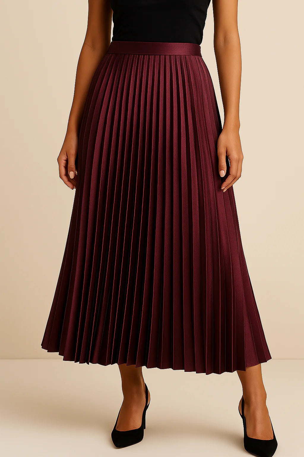 Amalia | Women’s Classic Pleated Midi Skirt