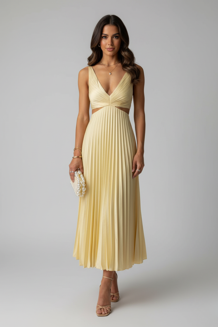 Andrea | Women’s Pleated Midi Wedding Guest Dress