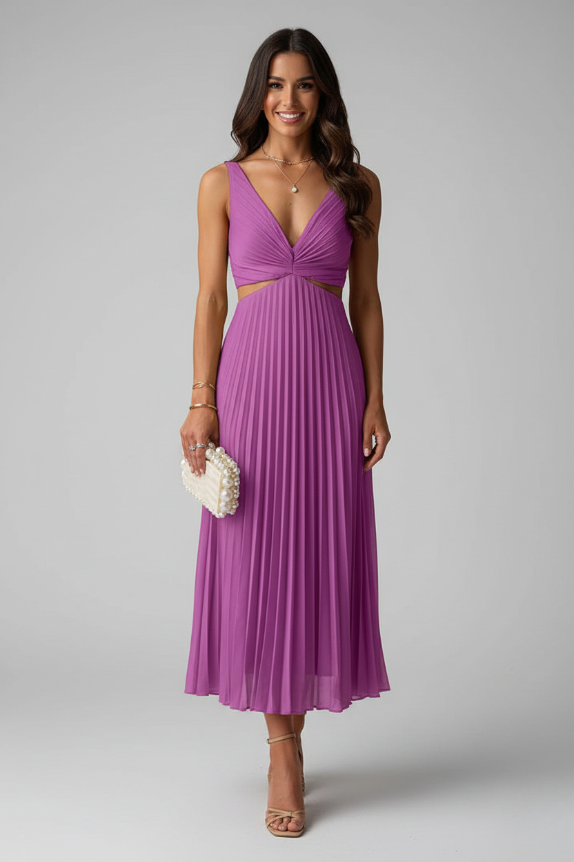 Andrea | Women’s Pleated Midi Wedding Guest Dress