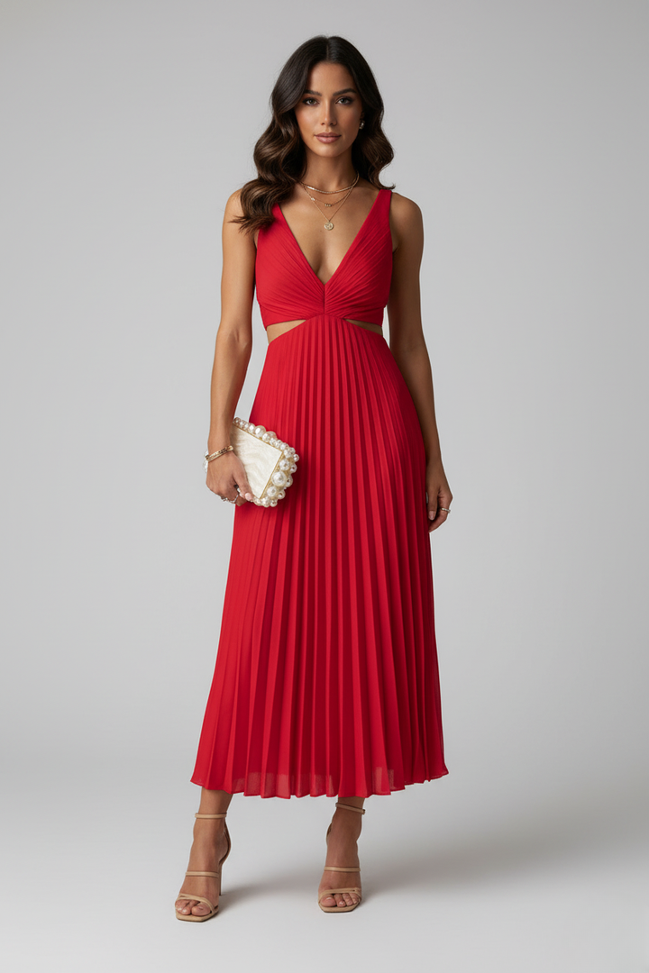 Andrea | Women’s Pleated Midi Wedding Guest Dress