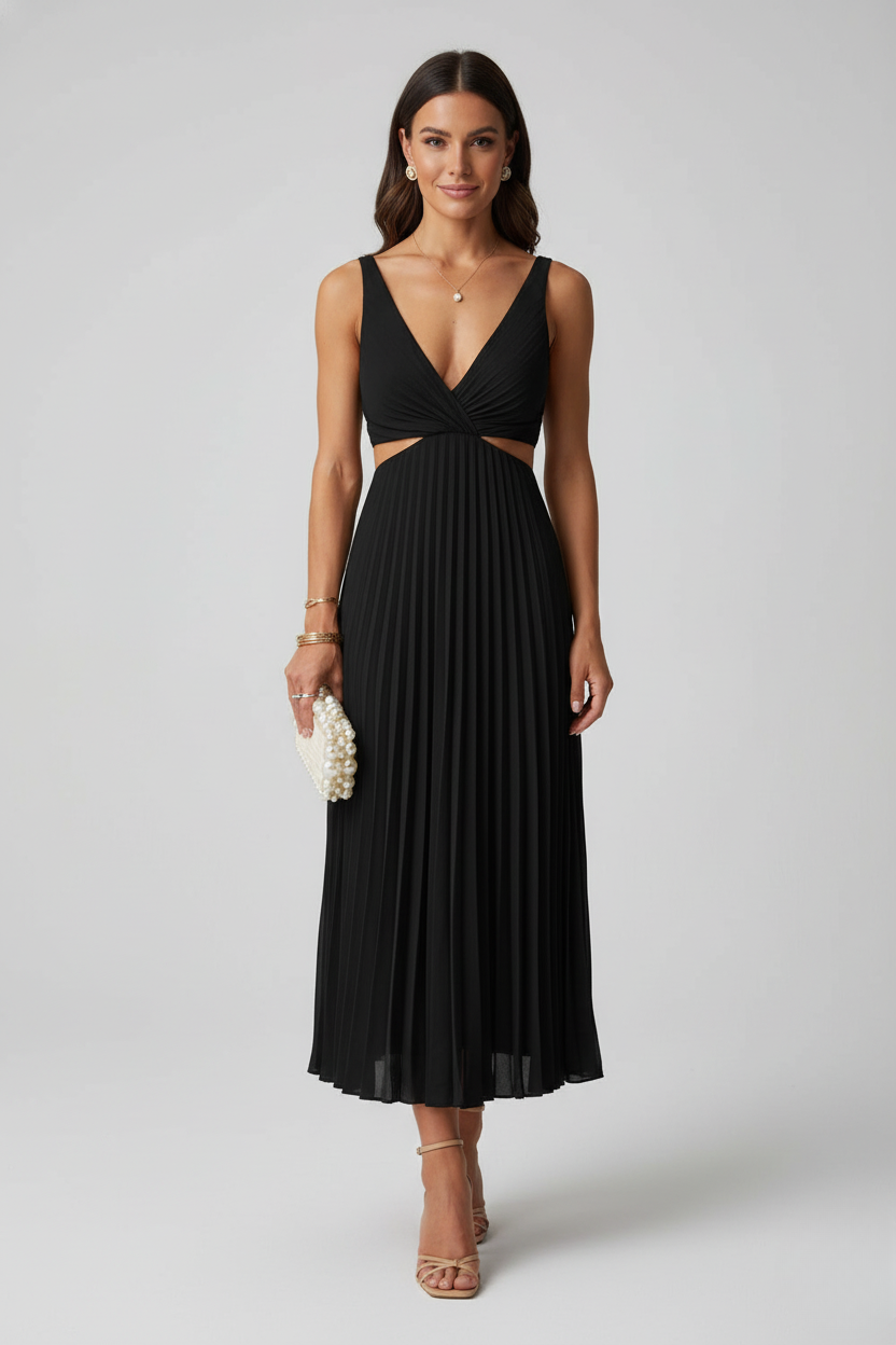 Andrea | Women’s Pleated Midi Wedding Guest Dress