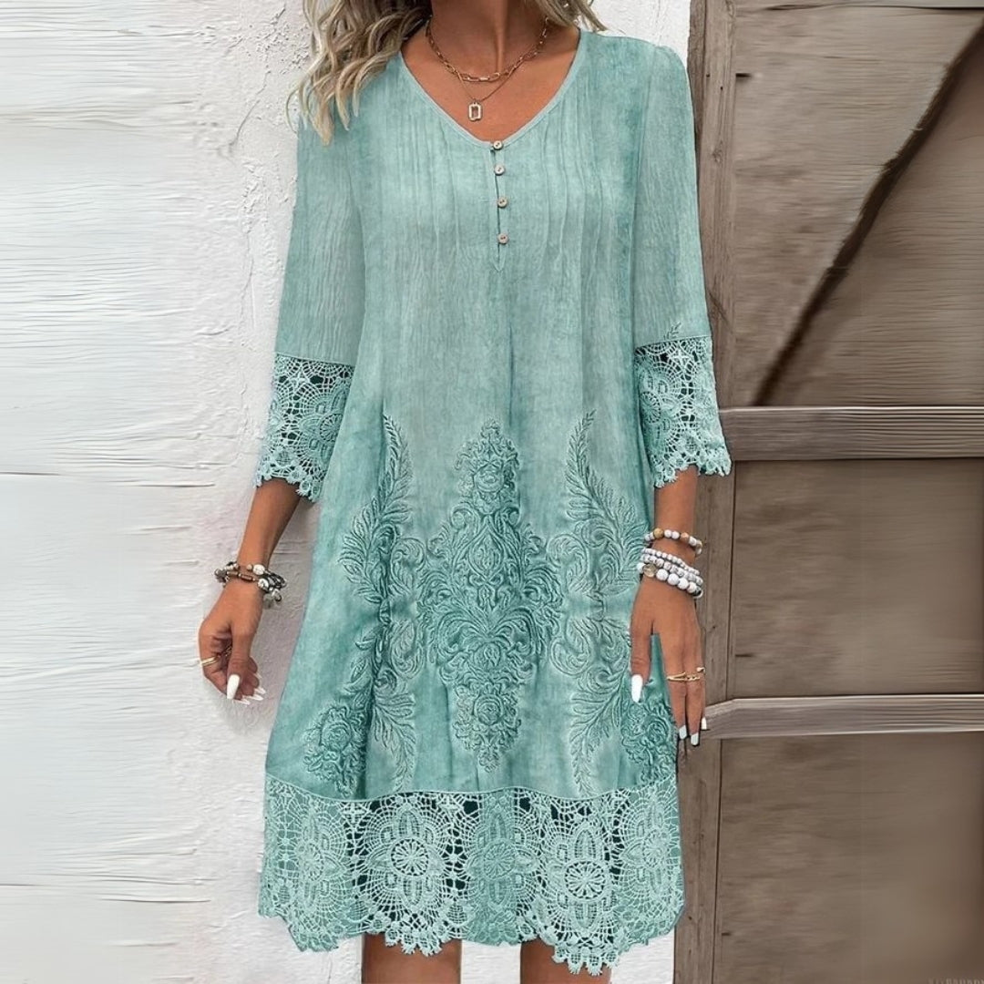 Marley | Women's Elegant Long Sleeve Boho Midi Dress