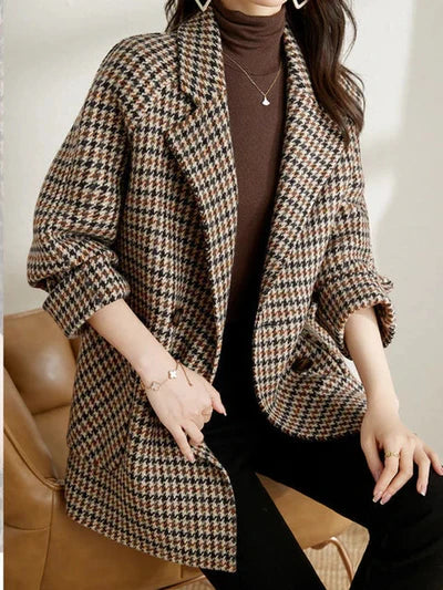 Maya | Women’s Checkered Oversized Buttoned Coat